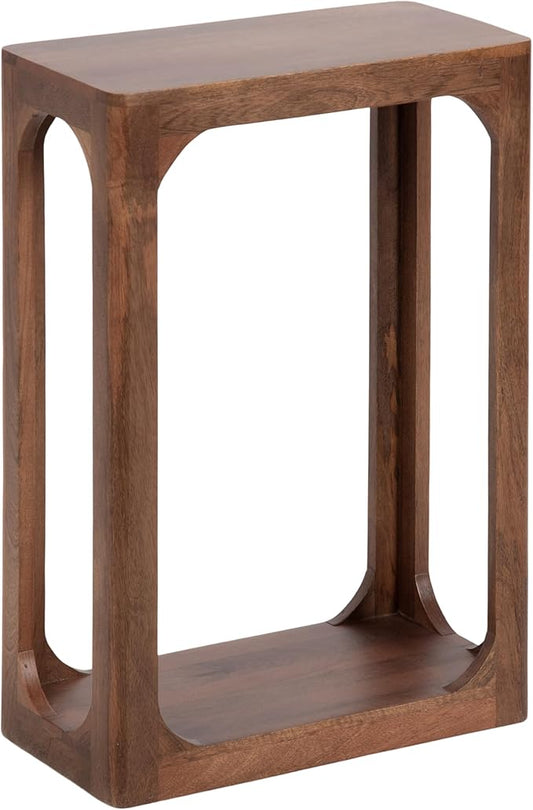 Kate and Laurel Dahl Modern Slatted Wooden Slim Side Table