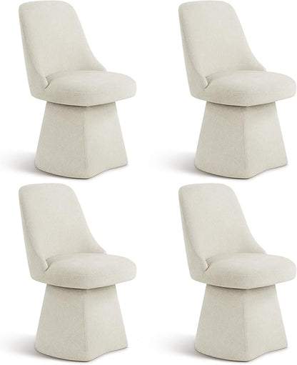Swivel Dining Chair Mid Century Modern DeskChair High Back Upholstered Linen Fabric SideChair for Kitchen Diningroom Bedroom,Linen,4 Box