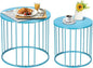 SUNNYPARK Outdoor Side Table Set of 2, Metal Circle Accent End Tables for Balcony Backyard Garden Indoor Living Room, Durable Black Nesting Coffee Tables, 20”+16” Dia