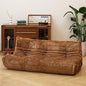 N&V Fireside Chair, Mid Century Armless Floor Sofa, Soft Premium Chenille Floor Lounge Chair, Foam Sofa Accent Chair for Living Room Bedroom and Office (Brown, Three Seater)