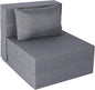Folding Sofa Bed, Convertible Futon Sofa Bed with Pillow, Foldable Sleeper Chair with Washable Cover, Fold Out Couch for Guest Room, Living Room, Dorm, Single Size, Light Grey