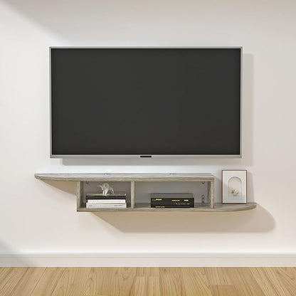 Floating TV Stand, Wall Mounted Entertainment Center and Cabinet Shelf, TV Console with Storage, Media Console for DVD Player, Space-Saving Under TV Shelf for Bedroom, Living Room (Grey)