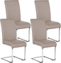 Yaheetech Dining Chairs Set of 4 Modern Faux Leather Upholstered Dining Room Chairs with High Back and Metal Chrome Legs for Kitchen/Living Room/Restaurant, Light Brown