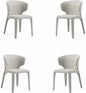 Manhattan Comfort Conrad Mid Century Modern Dining Chairs Woven Tweed Upholstered Kitchen Furniture with Contoured Back, Foam Padding & Metal Legs, Set of 4, Wheat