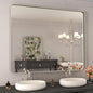 WEER 40X32 Inch Brushed Nickel Bathroom Mirror, Brushed Silver Metal Frame Mirror, Rounded Rectangle Silver Bathroom Vanity Mirror, Tempered Glass, Anti-Rust, Hangs Horizontally or Vertically