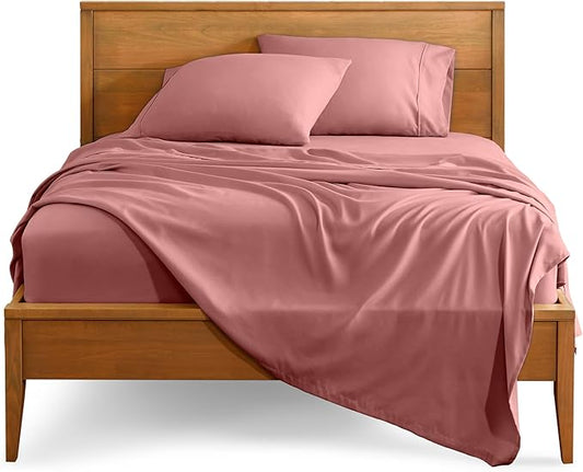 Bare Home Twin XL Sheet Set - 1800 Ultra-Soft Microfiber Twin Extra Long Sheets - Double Brushed - Deep Pockets - Easy Fit - Extra Soft - 3 Piece Set - Bed Sheets & Pillowcases (Twin XL, Dusty Rose)