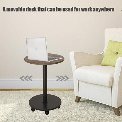 Pedestal with Wheels TV Tray Table, Rotating Couch Tables That Slide Under, Small Side Table for Living Room and Bedroom Sofas, Beds, Mini Coffee Tables, (H) 22.4 *(W) 11.8 (Assembly Required)