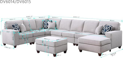 Leio Sectional Modular Sofa with Ottoman for Living Room, Apartment, Bedroom, Office, Dorm