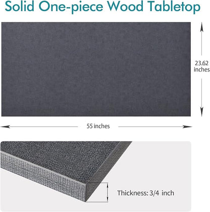 Kaboon Universal Tabletop 55"x23.62", Solid One-Piece Melamine Table Top, Double Desk L-Desk DIY, Home and Office Countertop, Fabric Blue