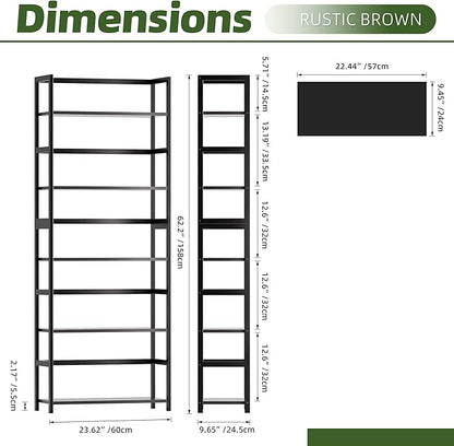 5-Tier Bamboo Wood Ladder Bookshelf, Tall Display Storage Shelf, Large Bookcase Modern Industrial Stand Organizer for Home, Office, Living Room, Kitchen, Bedroom, Black