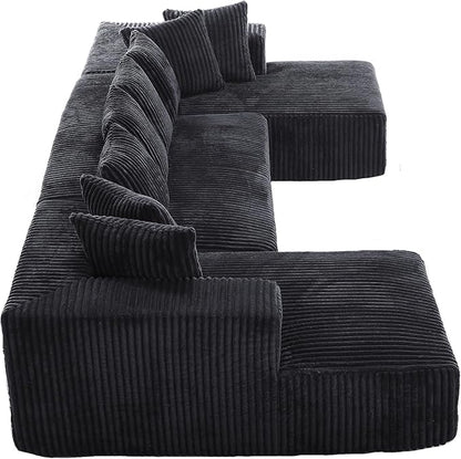 Free Combination Cloud Boneless Modular Sectional Sofa with Chaise Lounge,Modern Minimalist Upholstered Couches, Oversized U Shaped Lounge Sofa Couch w/ 8 Pillows
