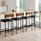 GarveeHome Bar Stools Set of 4, Upholstered Counter Height Bar Stools with Backrest and Footrest, Kitchen Barstools for Island, Counter Bar, Easy Assembly, Rustic Brown
