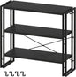 HCHQHS Bookshelf, 3-Tier Industrial Bookcase, Black Open Book Shelf, Freestanding Horizontal Bookshelves with Metal Frame