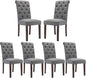 COLAMY Tufted Dining Chairs Set of 6, Parsons Dining Room Chairs Upholstered Fabric Diner Chair Stylish Kitchen Chairs with Solid Wood Legs and Padded Seat - Grey