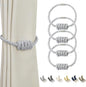 BEL AVENIR Magnetic Curtain Tiebacks, Decorative Drapery Holdbacks Modern Woven Tie-Backs with Exquisite Knot (Sliver, 4 Pack)