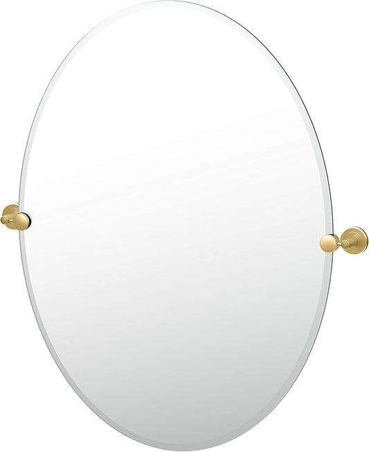 Gatco 4239LG Latitude II Oval Mirror Brushed Brass, 32 H x 28.5 W