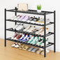 Smiry Shoe Rack, 4 Tier Long Bamboo Shoe Organizer, Stackable Free Standing Wooden Shoe Storage Shelf for Closet, Entryway, Front Door Entrance, Black