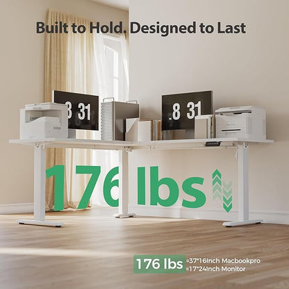 Agilestic 75 Inch L Shaped Standing Desk Adjustable Height, Corner Standing Desk, Sit Stand Up Computer Table, Splice Board, White