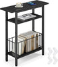 Vagusicc Narrow Side Table, 3-Tier Skinny End Table for Couch, Small side Tables for Small Spaces, Bed Side Table with Storage, 25.2" Tall Slim Nightstand Bedside table for Living Room, Bedroom, Black