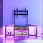 TV Stand with Mount, Power Outlet and LED Light, Entertainment Center, Adjustable TV Stand, for 32-70 inch TVs, 2-Tier Storage, for Living Room, Bedroom, Rustic Brown and Black TDS12UDBF