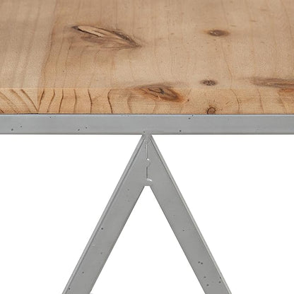 Kate and Laurel Uzma 2-Piece Modern Side Accent Tables Geometric Metal Silver Base with Natural Wood Tops