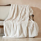 Amélie Home Faux Fur Throw Blanket for Couch, Cozy Fuzzy Fluffy Fur Luxurious Soft Striped Plush Gift Blankets for Family Sofa Chair Bed Living Room Bedroom, 55"x70", Ivory