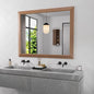 Amorho 40X32 Inch Bathroom Mirror for Wall, Walnut Wood Grain Metal Framed Mirror, Anti-Rust, Hang Horizontally/Vertically, Suitable for Vanity, Bedroom, Farmhouse, Bathroom