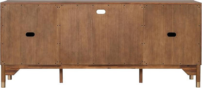 Furniture of America Forma Mid-Century Modern 70-inch TV Stand with Storage Cabinet and 3 Cable Holes, Entertainment Center Console for Living Room, Bedroom, Guest Room, Walnut