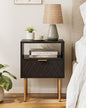 Nightstand,Morden Bedside Table with Gold Frame,Small White Night Stand,End Table,Bedside Furniture,Side Table with Drawer and Shelf for Bedroom,Living Room (1Drawer, Black-Square)
