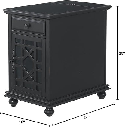 Martin Svensson Home Elegant Chairside End Table, 24 in x 16 in x 25 in, Antique Black