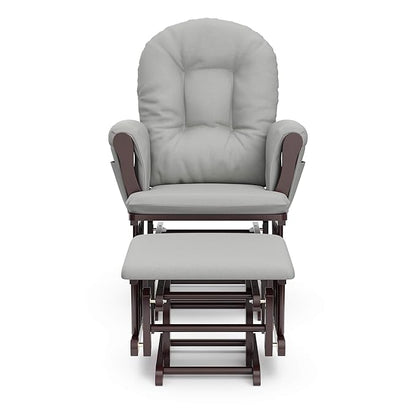 Storkcraft Premium Hoop Glider & Ottoman (Espresso/Light Gray) — GREENGUARD Gold Certified Nursery Glider, Solid Wood Craftsmanship, Smooth-Gliding Nursery Chair and Ottoman, Award-Winning