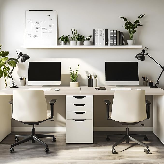 Kaboon Universal Tabletop 40"x18", Solid One-Piece Melamine Table Top, Double L Floating Desk DIY, Home and Office, Beige Leather Feel