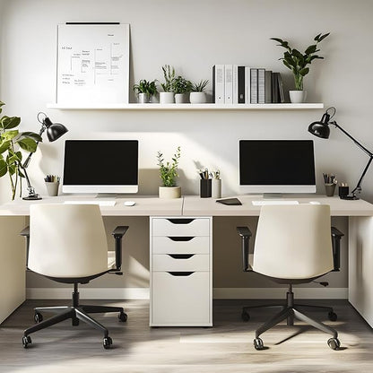 Kaboon Universal Tabletop 36"x20", Solid One-Piece Melamine Table Top, Double L Floating Desk DIY, Home and Office Countertop, Leather/Ivory