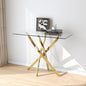 Tempered Glass Console Table with Chromed Legs, Modern Narrow Sofa Table for Hallway Entryway (Gold, 39"x18"x30")