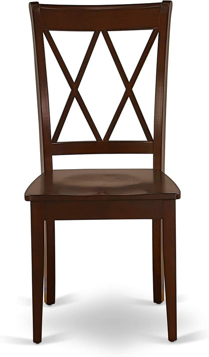 East West Furniture HBCL3-MAH-W 3 Piece Dinette Set for Small Spaces Contains a Round Dining Table with Pedestal and 2 Dining Chairs, 42x42 Inch, Mahogany