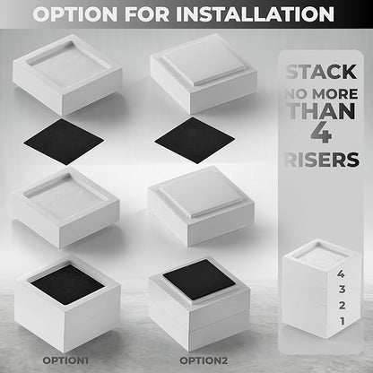 FASONLA Bed Risers (Set of 8) Furniture Risers Lifts Height 1", 2", 3" or 4", Solid Natural Wood Risers, Non-Slip Recessed Hole to Heavy Bed/Furniture (White Color)
