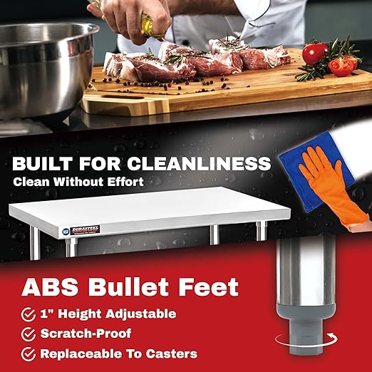 DuraSteel 24x36 Stainless Steel Work Table - NSF Commercial Prep Metal Table - Outdoor Pizza Oven Stand w/Under Shelf - Kitchen Island Laundry Utility Garage Microwave Stand Large Rolling Storage Cart
