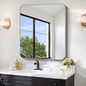 FORBATH 30x36 Inch Silver Bathroom Mirror for Over Sink, Large Rectangular Wall Mirror with Metal Frame, Rounded Corners for Bathroom, Bedroom, Entryway Decor (Horizontal or Vertical)