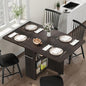 GarveeHome Folding Dining Table, Space Saving Farmhouse Dining Table for 4 Storage Shelf, 6 Wheels Multipose Expandable Kitchen Drop Leaf Table for Small Space (Dark Walnut, 47.2"D x 23.6"W x 29.5"H)