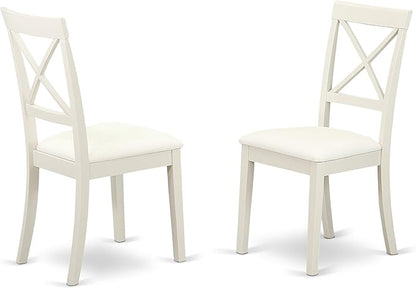 East West Furniture NDBO3-LWH-LC 3 Piece Dining Room Table Set Contains a Rectangle Dining Table with Dropleaf and 2 Faux Leather Upholstered Chairs, 30x48 Inch, Linen White