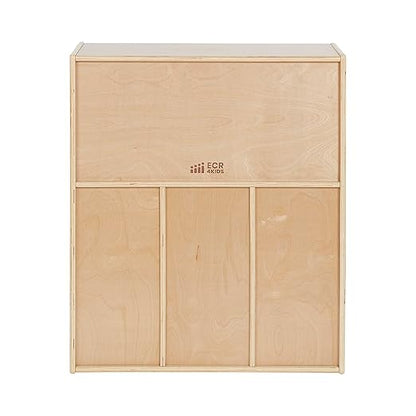 ECR4Kids Streamline 15 Cubby Tray Storage Cabinet, 5x3, Classroom Furniture, Natural