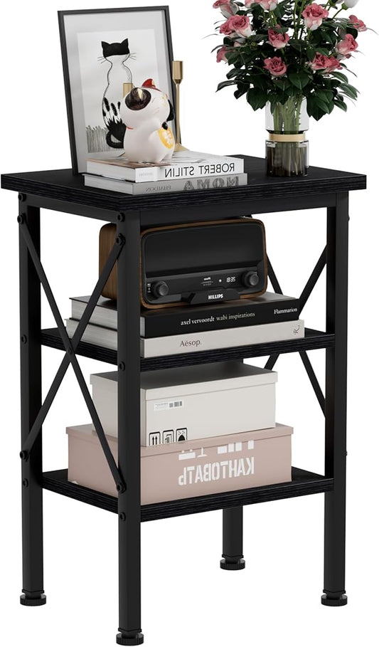 VECELO Modern Nightstands X-Design Side End Table Night Stand with Storage Shelf for Bedroom,Living Room,