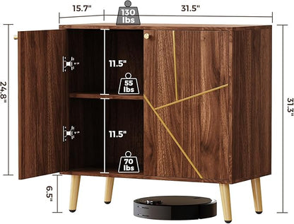 Storage Cabinet, Free Standing Buffet Cabinet, Morden Sideboard and Buffet Storage, Wood Accent Cabinet for Living Room, Hallway, Entryway (2, Brown)