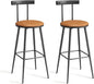 Bar Stools, Set of 2 High Kitchen Barstools, Bar Chairs with Backrest and Footrest, Industrial Counter Stools with PU Soft seat, for Kitchen, Living Room, Pub, Rustic Brown BS-013RB