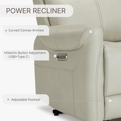 Leather Recliner Chair for Adults Wall Hugger RV Recliner with USB Charging Ports Electric Power Reclining Sofa for Living Room Home Theater Seating Bedroom