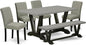 East West Furniture V696AB106-6 6 Piece Modern Dining Table Set Contains a Rectangle Wooden Table with V-Legs and 4 Shitake Linen Fabric Parson Chairs with a Bench, 36x60 Inch, Multi-Color