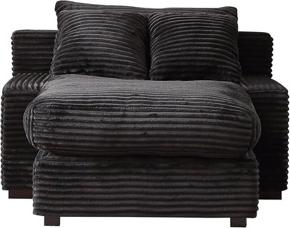 48.8" W Oversized Chaise Daybed Lounge Sleeper Chair Bed for Living Room Reading Bedroom, Indoor Cloud Chaise Sofabed Plush Corduroy Upholstered Sleeper Couch W/3 Pillows for Home/Apartment