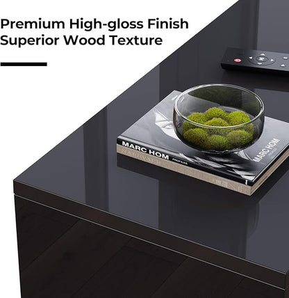 Rolanstar TV Stand with Power Outlet, Floating TV Stand with RGB Lights, 47.2" Wall Mounted TV Shelf, Glossy Black Media Console with Storage Shelf, Entertainment Under TV for Living Room, Bedroom