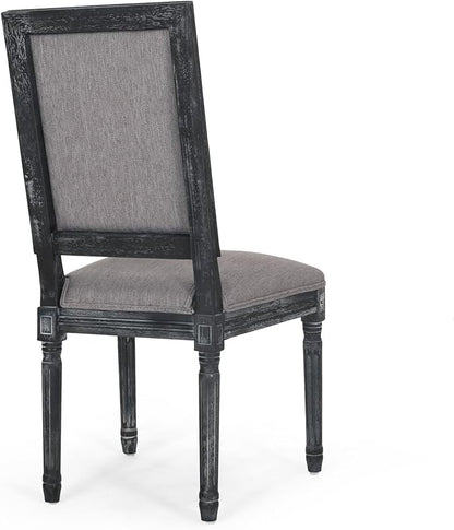 Merax Upholstered Solid Wood Dining Chairs Set of 2, French Country Style Accent Side Seating Furniture for Kitchen, Living Room, Cushioned Back, Grey
