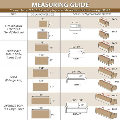 MYSKY HOME Sofa Covers Washable, Couch Covers for 3 Cushion Couch Sofa Pet Friendly Dog Couch Cover Furniture Protector Cover, Non Slip Sofa Cover, 71"x 150", Brown